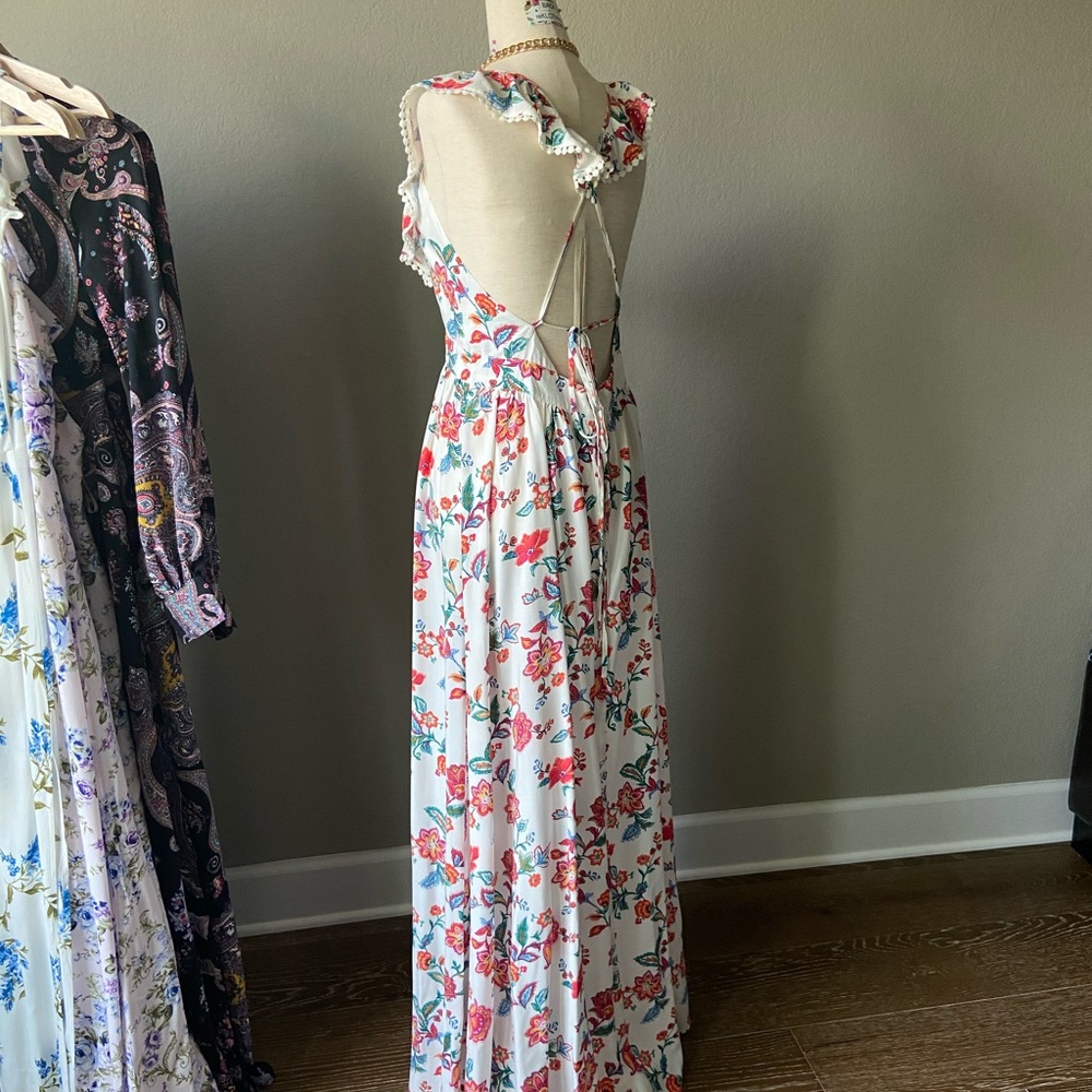 🛍FOREVER 21 Floral Ruffle-trimmed Dress Open-back - Picture 8 of 11